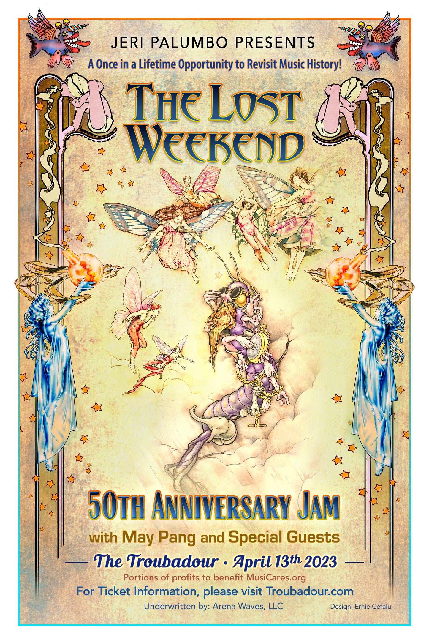 Item #3 - SIGNED AND NUMBERED by both MAY PANG as well as ERNIE CEFALU, artist and poster creator (SMALL LOT). TLW 50th Anniversary Jam at The Troubadour Commemorative Collectible Poster